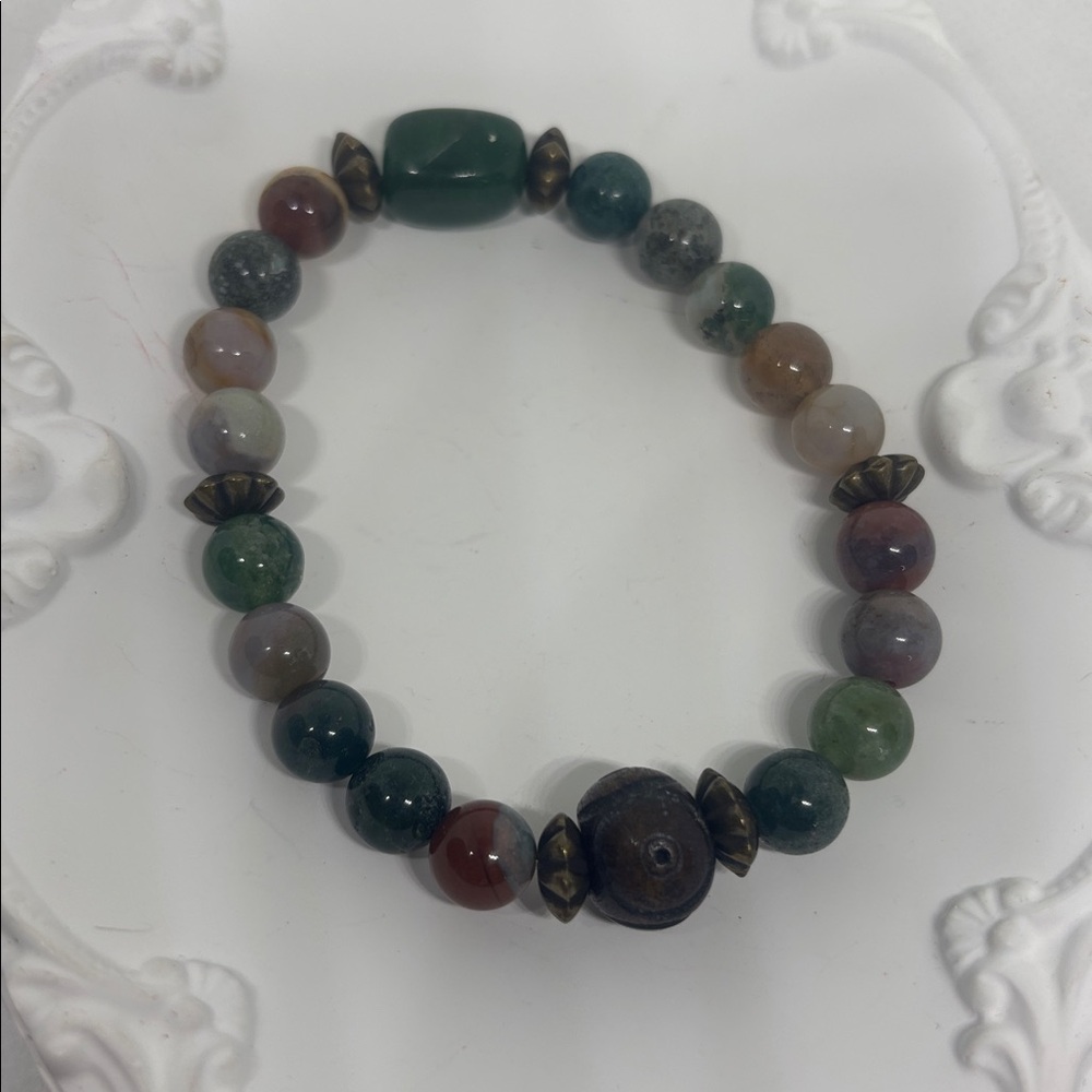 India Agate Stretch Bracelet - Picture 2 of 4